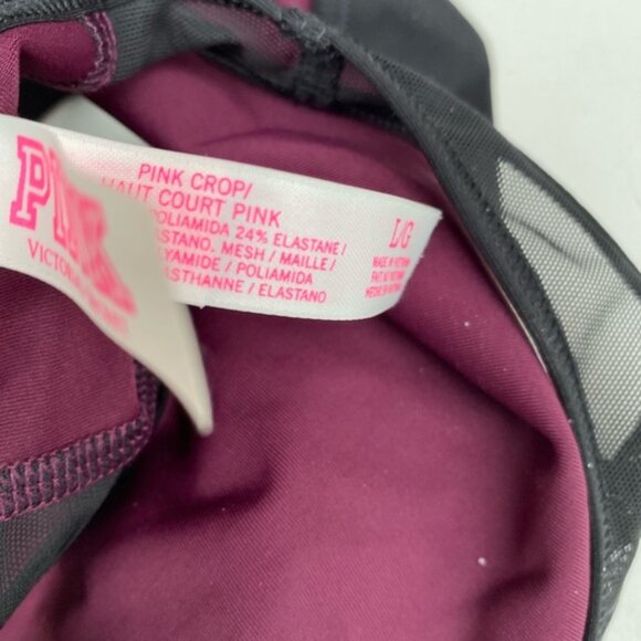 VS Pink Logo Maroon Mesh Sports Bra Size L - Picture 2 of 4